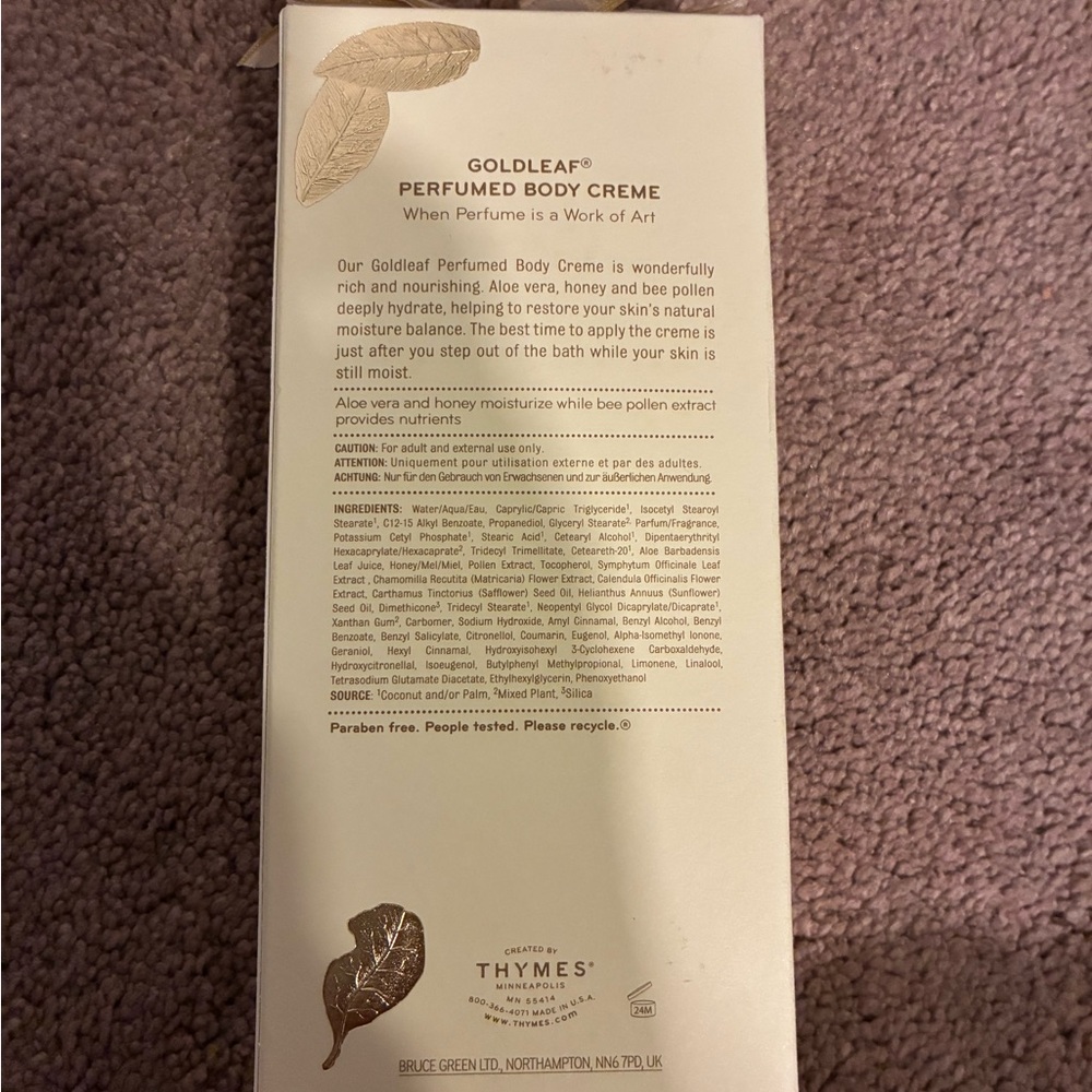 Thymes Goldleaf Perfumed Body Creme - Cream - Picture 2 of 2